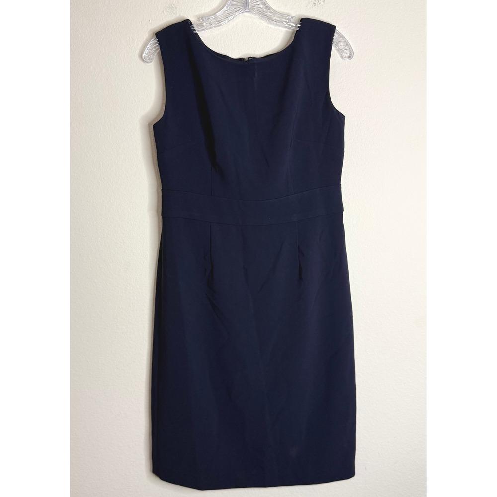 Talbots Dress Womens 2 Navy Blue Sheath Sleeveless Scoop Neck Career Workwear